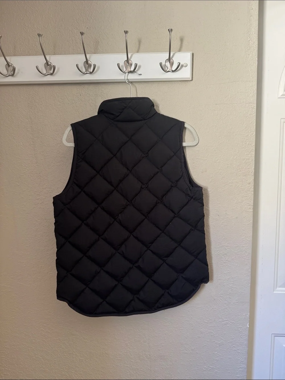 J. Crew Quilted Black Puffer Vest with Gold Hardware
